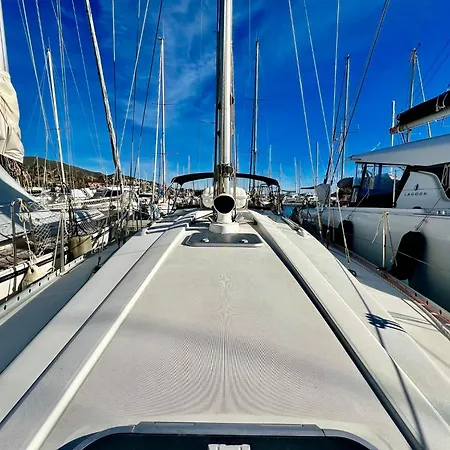 Magnific Sailboat Next To The Bcn Badalona